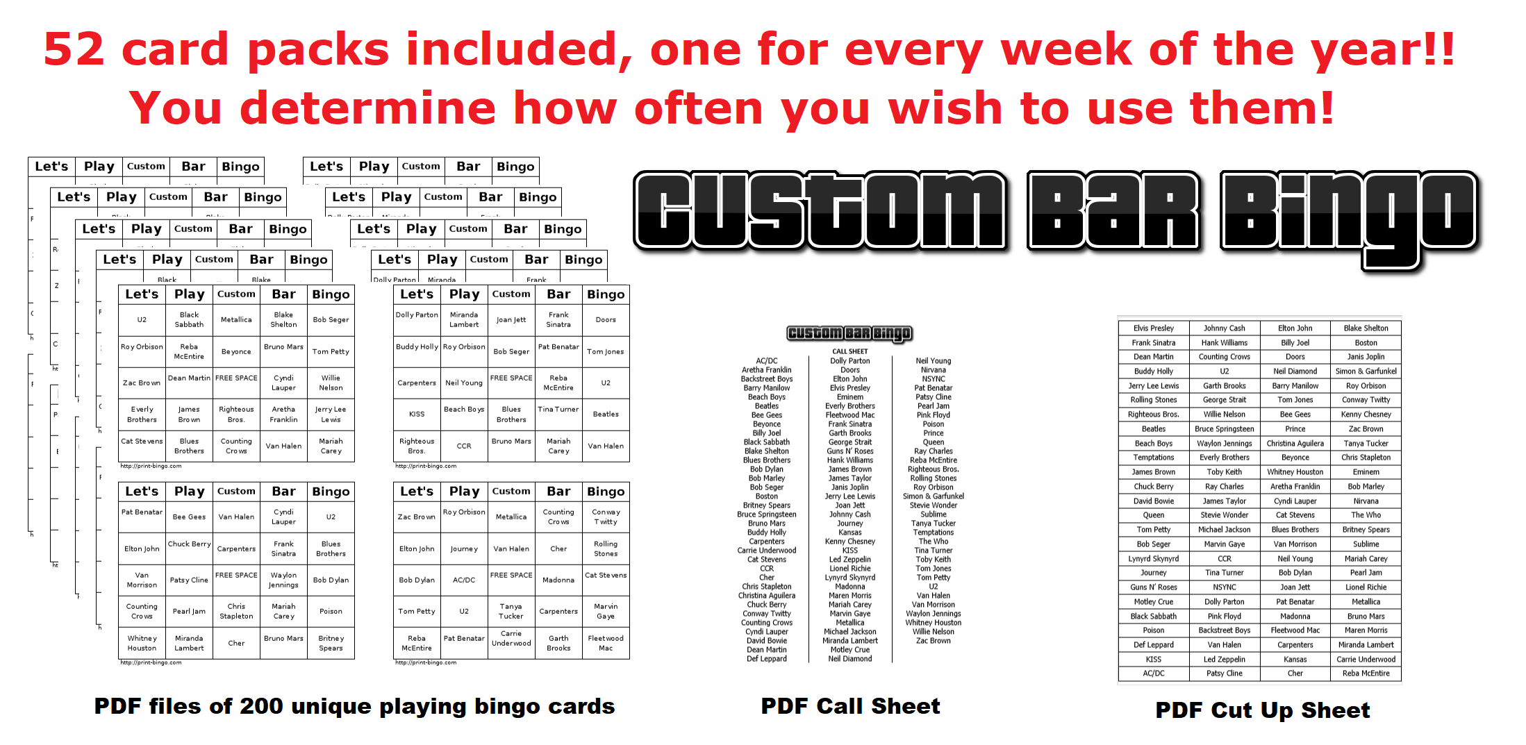 Custom Bar Bingo Play a different Bingo at your Bar every week